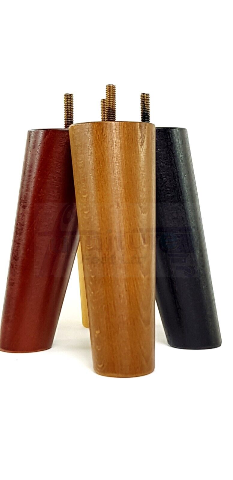 4 Solid Wood Turned Furniture Feet Replacement Mid Centry Angled Retro Legs 180mm High M8 Sofa Chairs Stools Cabinets Beds