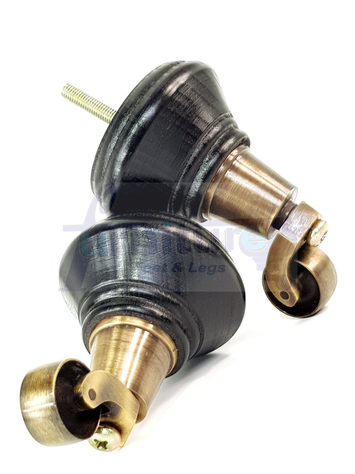 4x Black Wooden Furniture Sofa Legs M8 With Castors Replacment Chair Settee Feet 115mm - 125mm High