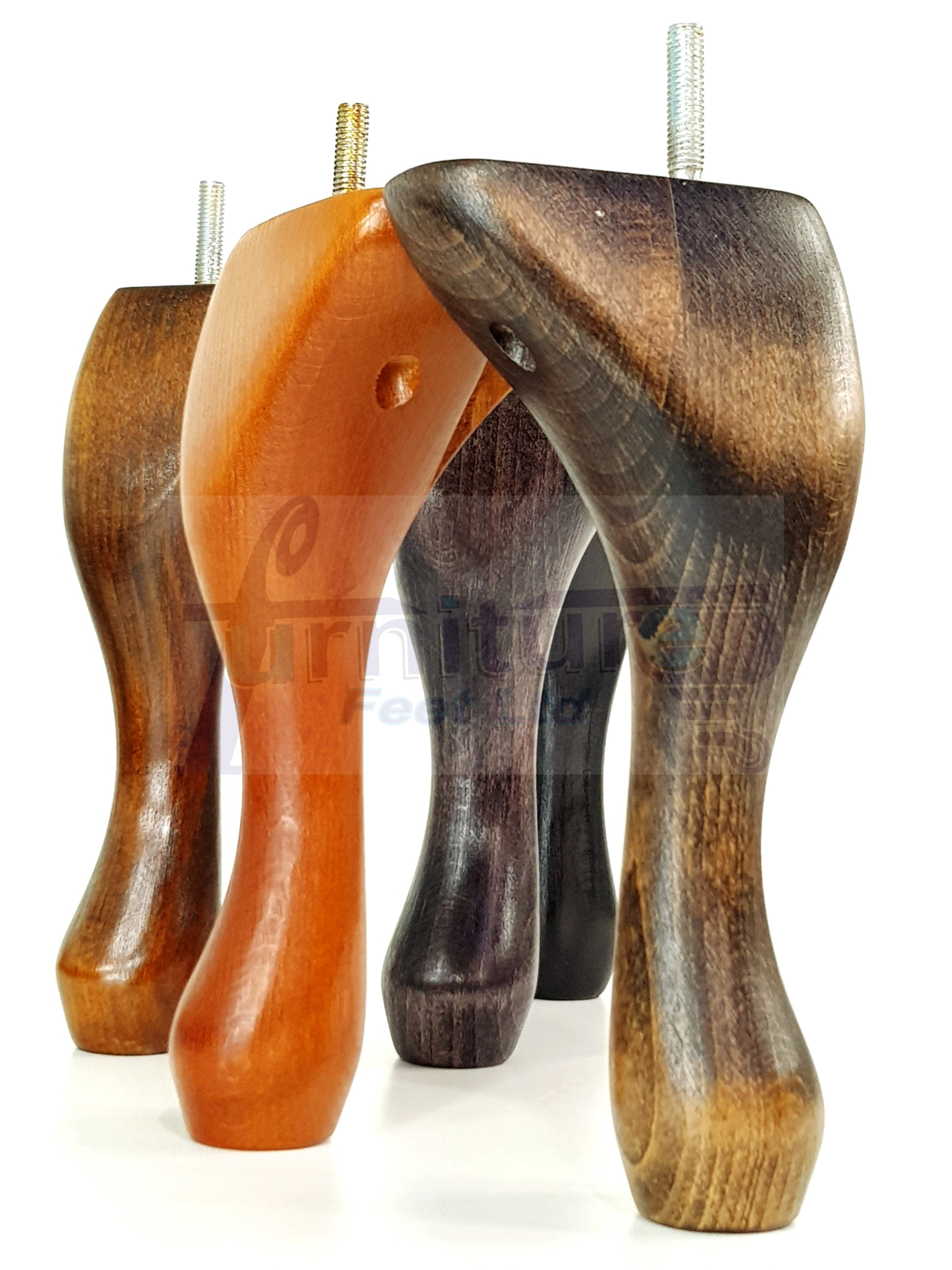 4 Solid Wood Furniture Legs 225mm High Queen Anne Replacement Feet Chairs Settees Sofas M10 Thread
