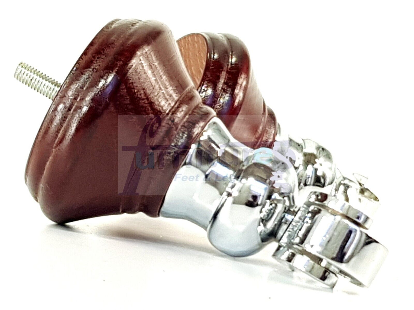 4x Mahogany Wooden Furniture Sofa Legs M8 With Castors Replacment Chair Settee Feet 115mm - 125mm High