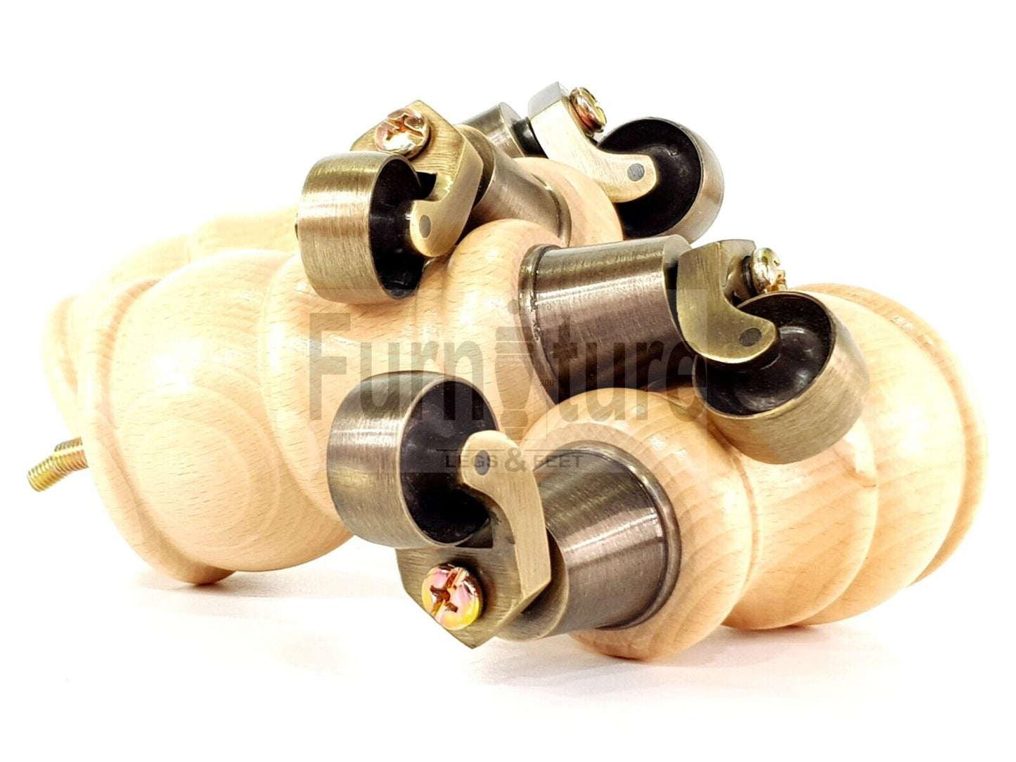 4 Turned Wood Feet Natural Castor Legs Chair Furniture Stools Sofa Chairs M8 160mm 6 Inch High