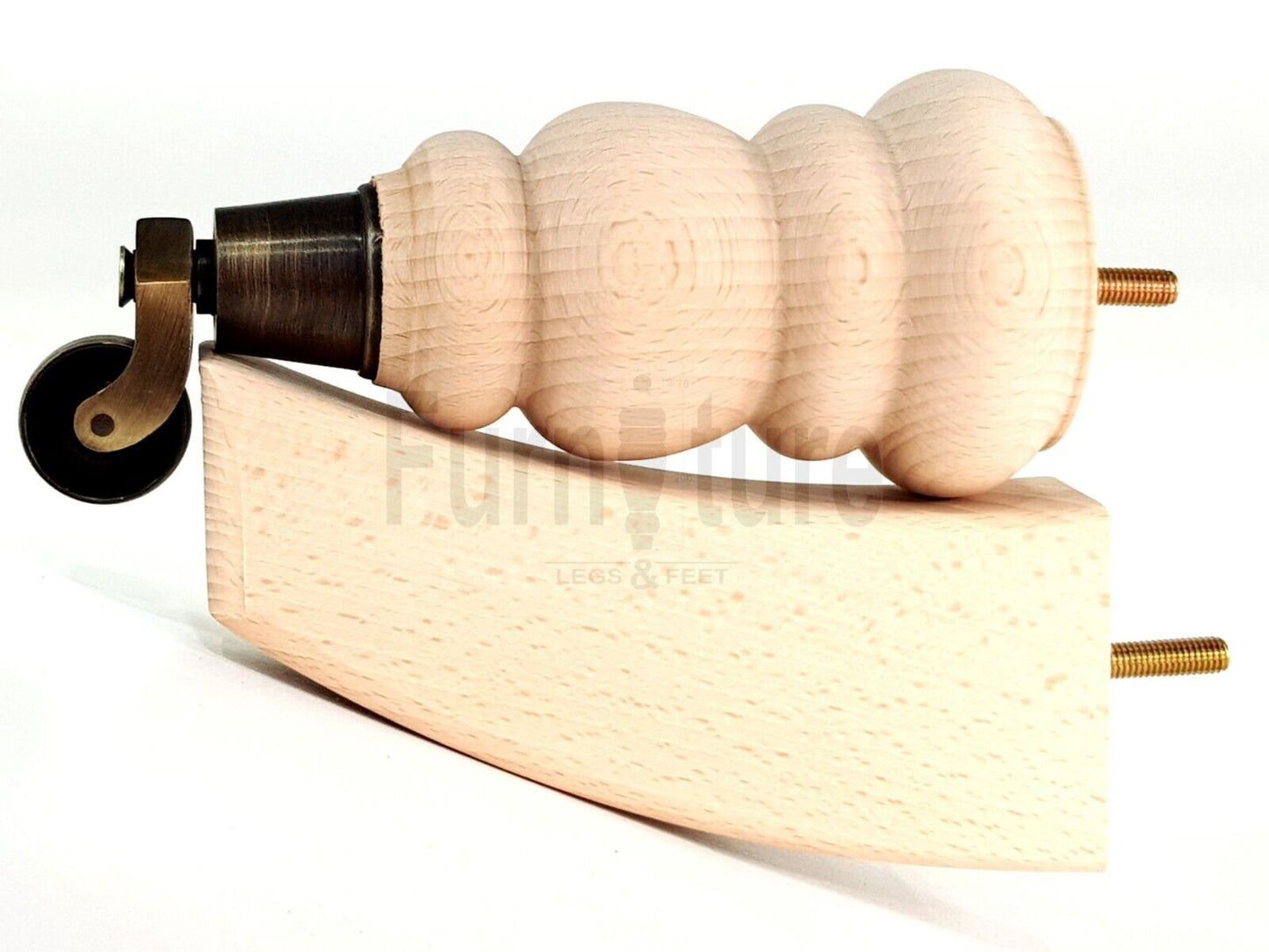 2x Furniture Antique Castor Legs & 2x Curved Solid Wooden Feet M8 Chairs Sofa 200mm High