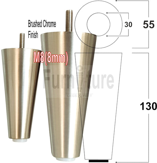 4x Metal Chrome Furniture Settee Legs Cabinet Sofa Feet 130mm High Chair Beds M8