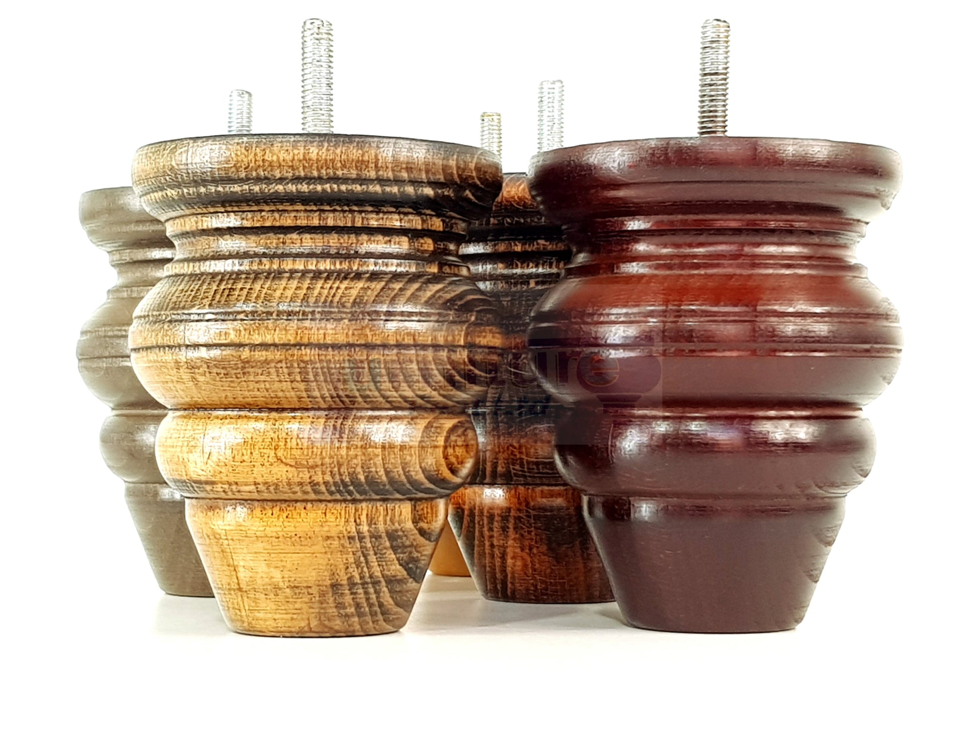 4 Turned Wood Furniture Legs Replacement Feet 110mm High Chairs Stools Sofa's Beds Settee M10 Thread