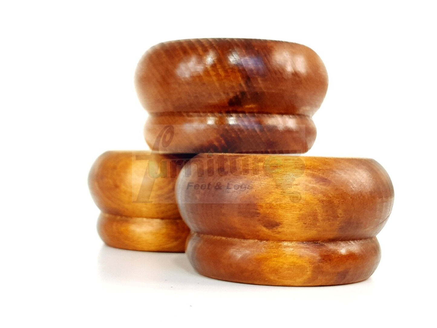 4 Turned Wood Furniture Legs Chair Sofa Stool Bed Replacement Bun Feet 50mm High