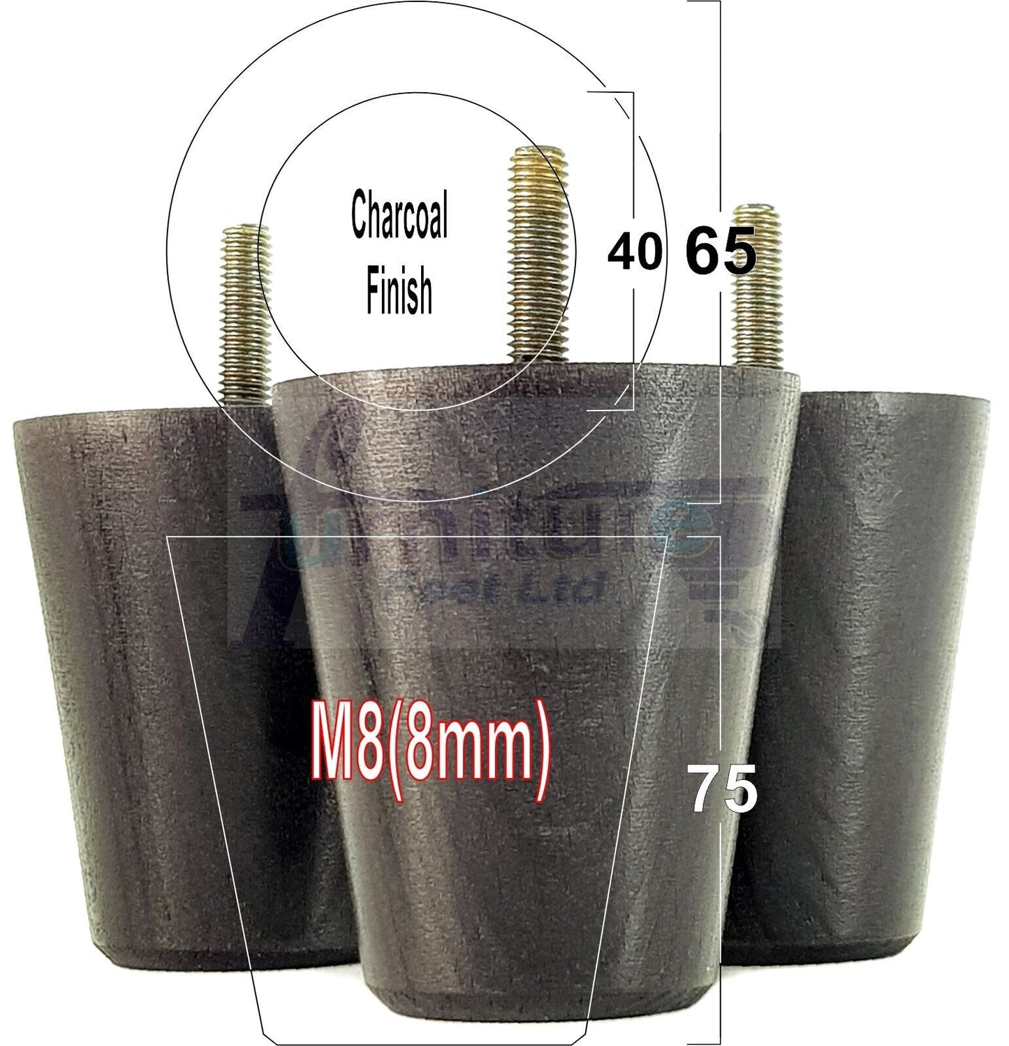 4x Solid Wood Turned Furniture Legs Replacement Bun Feet 75mm High Chairs Stools Sofa's Beds Settee M8