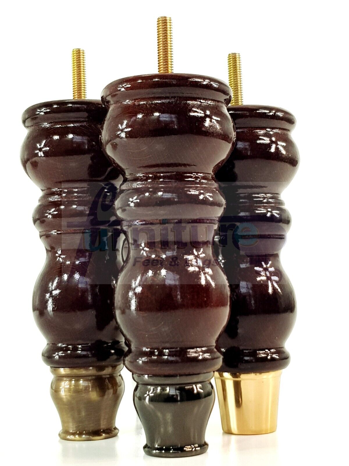 4x Furniture Feet With Slipper Cup 175mm High Legs Mahogany Finish Wood M8 Sofas Chairs Cabinets