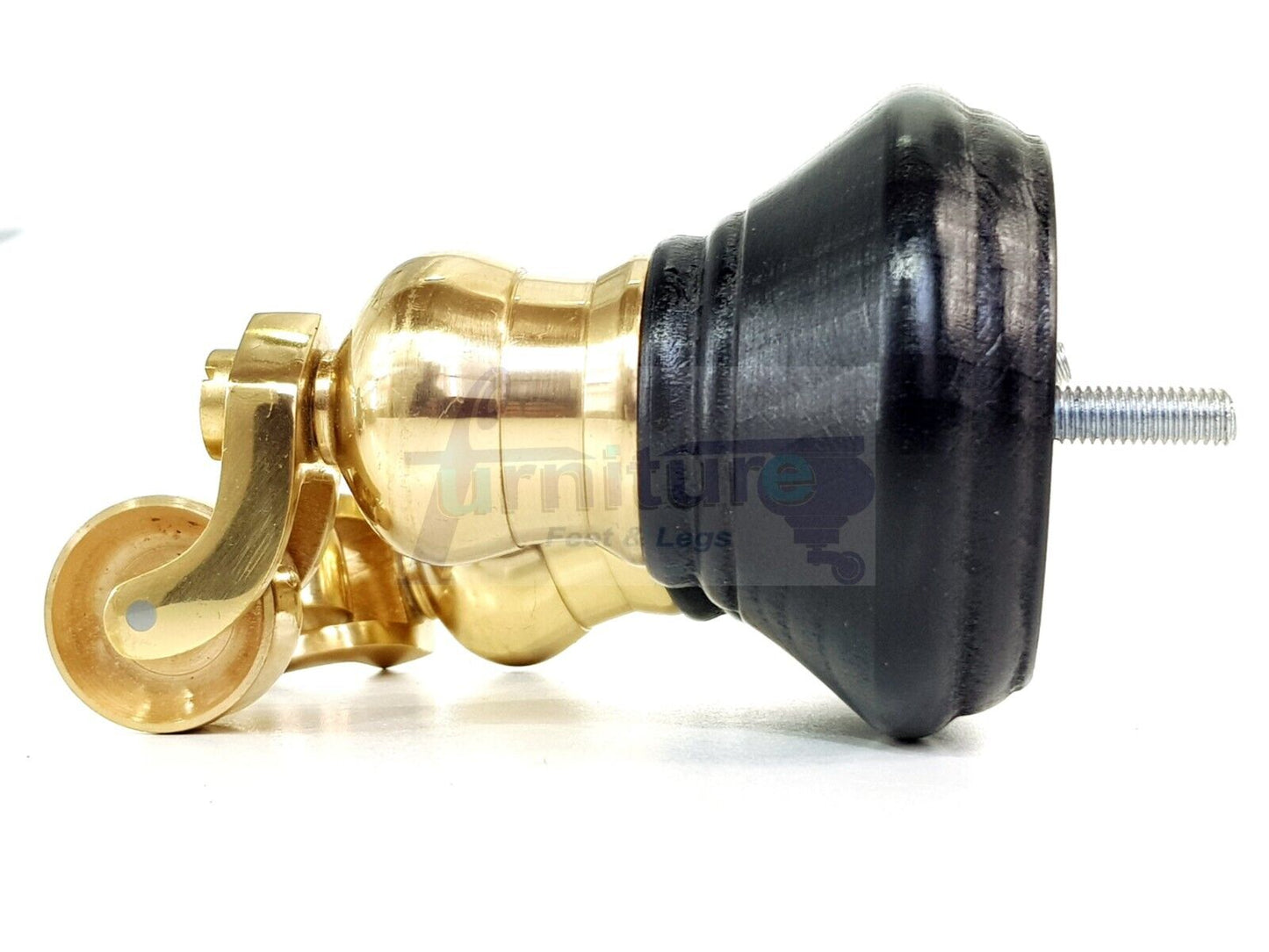 4x Black Wooden Furniture Sofa Legs M8 With Castors Replacment Chair Settee Feet 115mm - 125mm High