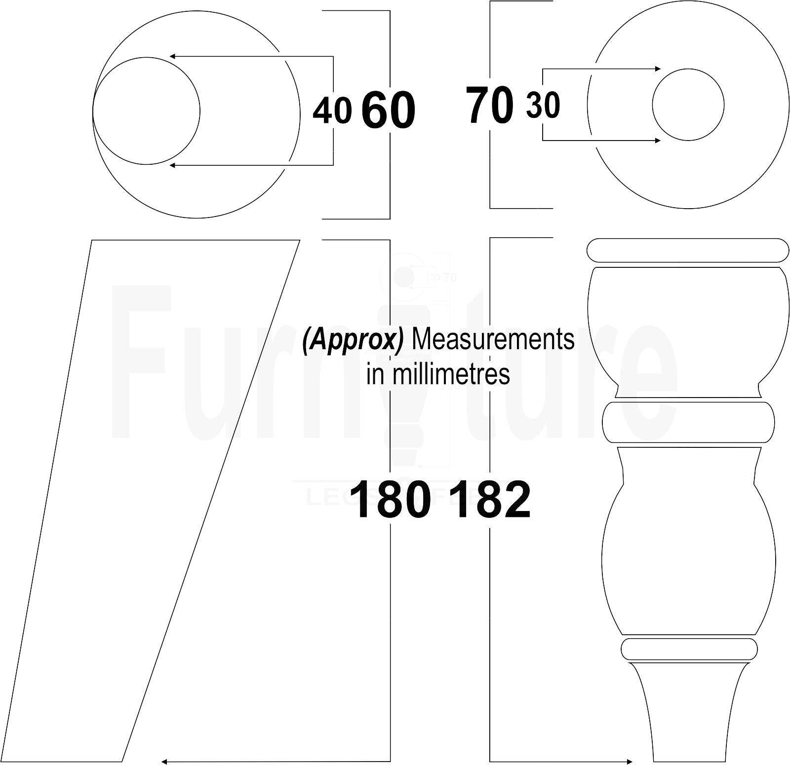 4x Wooden Furniture Feet 2x With Brass Slipper Cup 182mm High Legs M8 Sofas Chairs Settees Cabinets