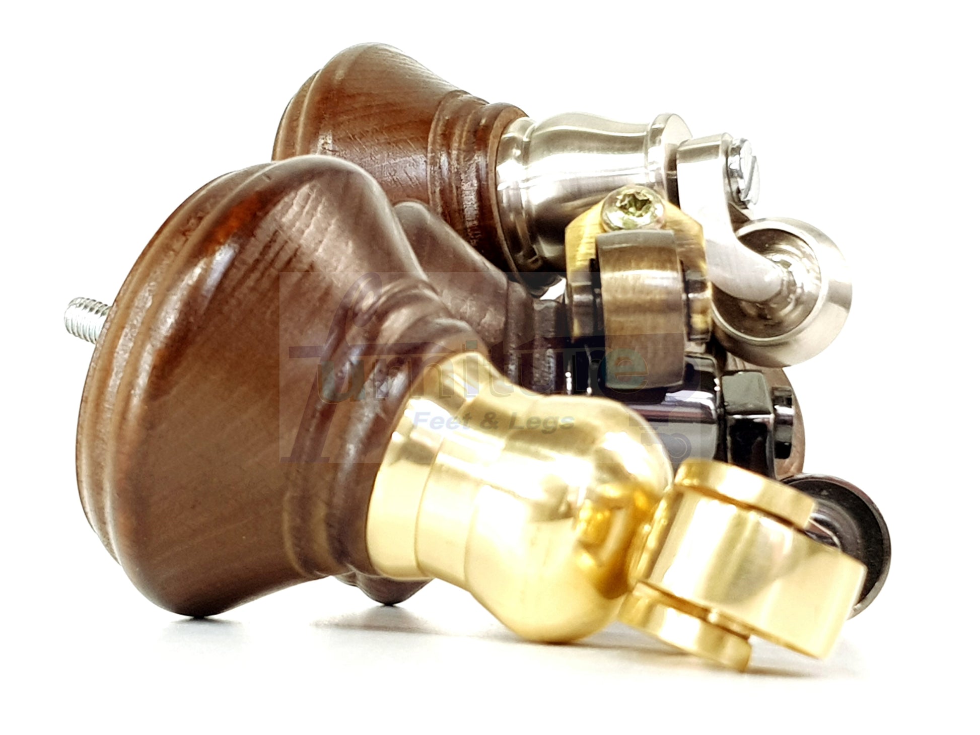 2 Castor Feet 120mm High Wood Turned Replacement Furniture Legs Antique Brown With Wheels Chairs Stools Sofa Beds Cabinets M8