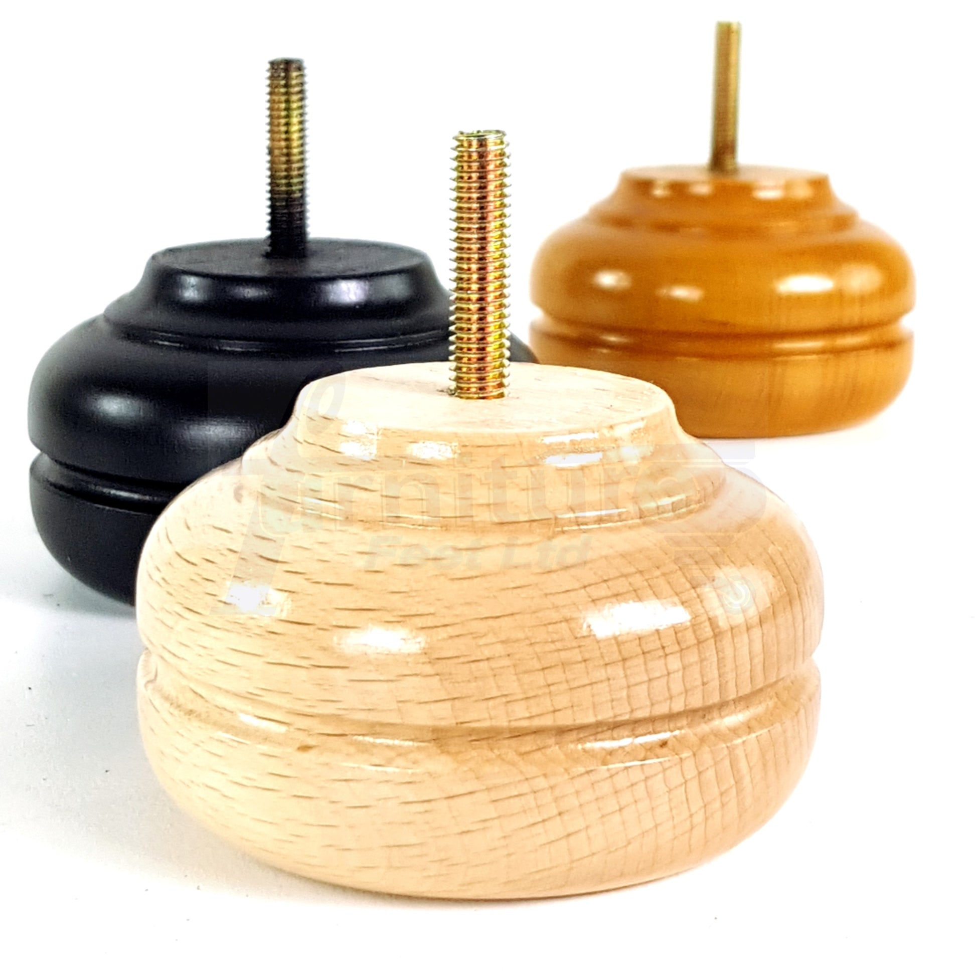 4x Soild Turned Wood Replacment Furniture Legs Sofa Feet 55mm High 8mm Thread
