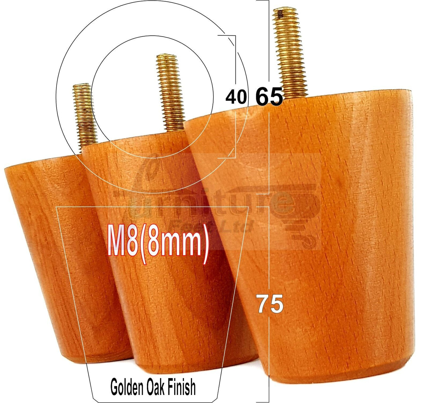 4x Solid Wood Turned Furniture Legs Replacement Bun Feet 75mm High Chairs Stools Sofa's Beds Settee M8