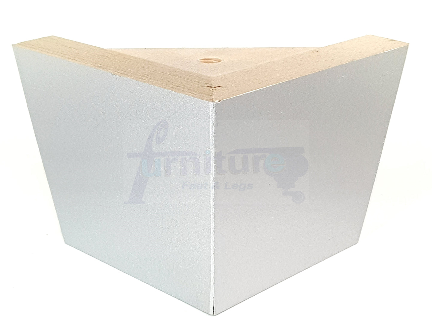 4 Solid Wood Furniture Legs Replacement Corner Feet 95mm High Self-Fixing: Silver