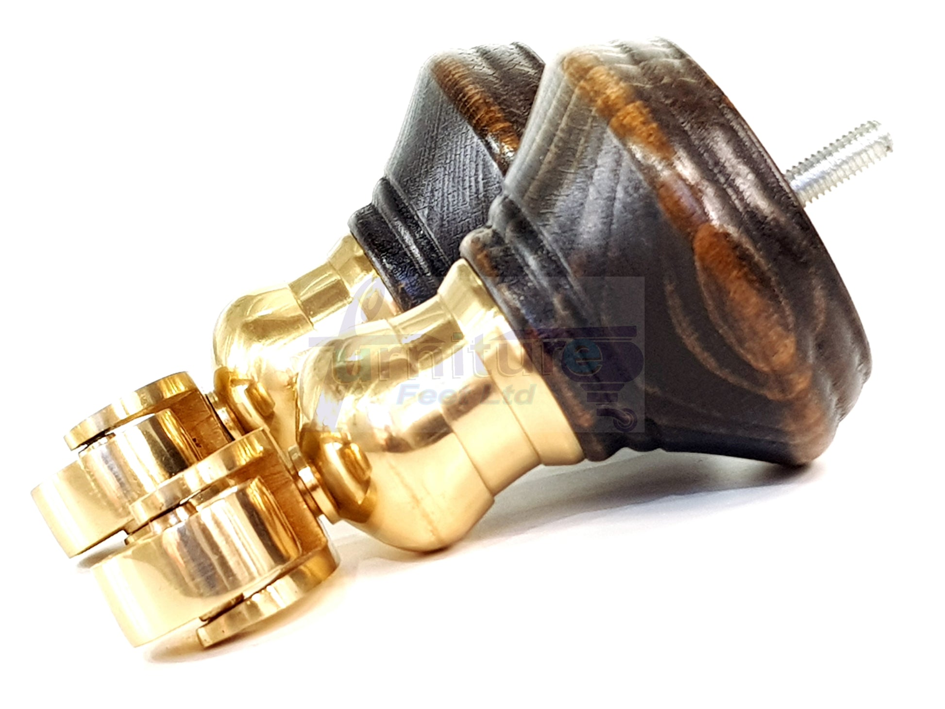 4x Burnt Oak Washed Wooden Furniture Sofa Legs M8 With Castors Replacment Chair Settee Feet 115mm - 125mm High