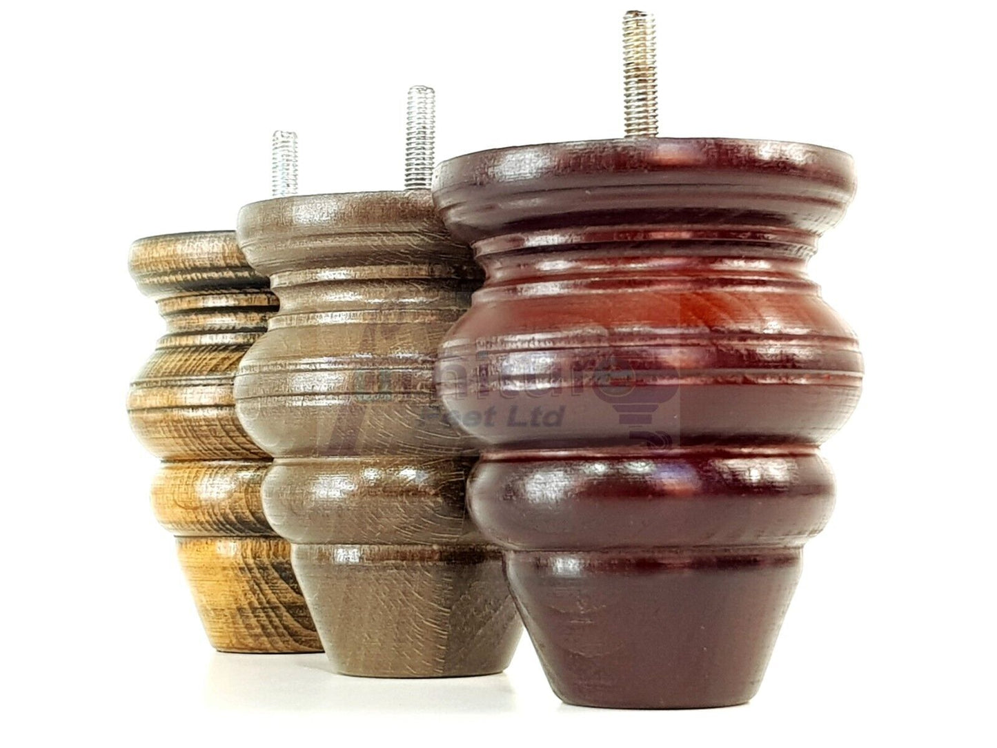 4x Turned Wood Furniture Legs Replacement Feet 110mm High Multiple Colours Chairs Stools Sofa's Beds Settee Cabinets M8