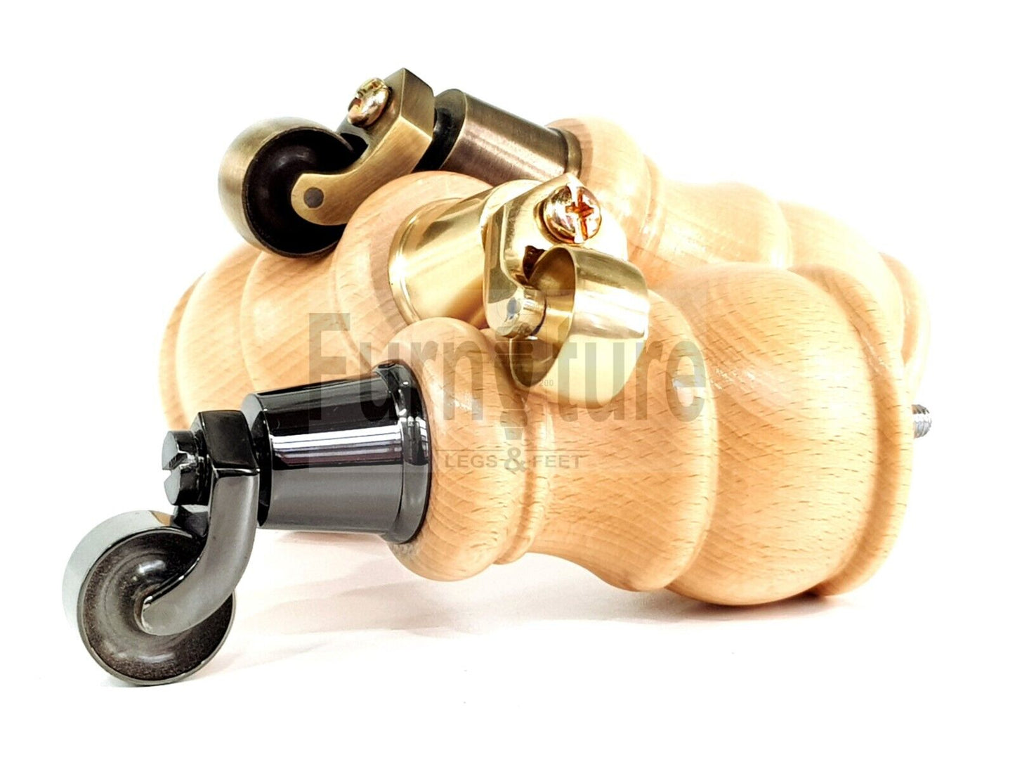 4 Turned Wood Feet Natural Castor Legs Chair Furniture Stools Sofa Chairs M8 160mm 6 Inch High