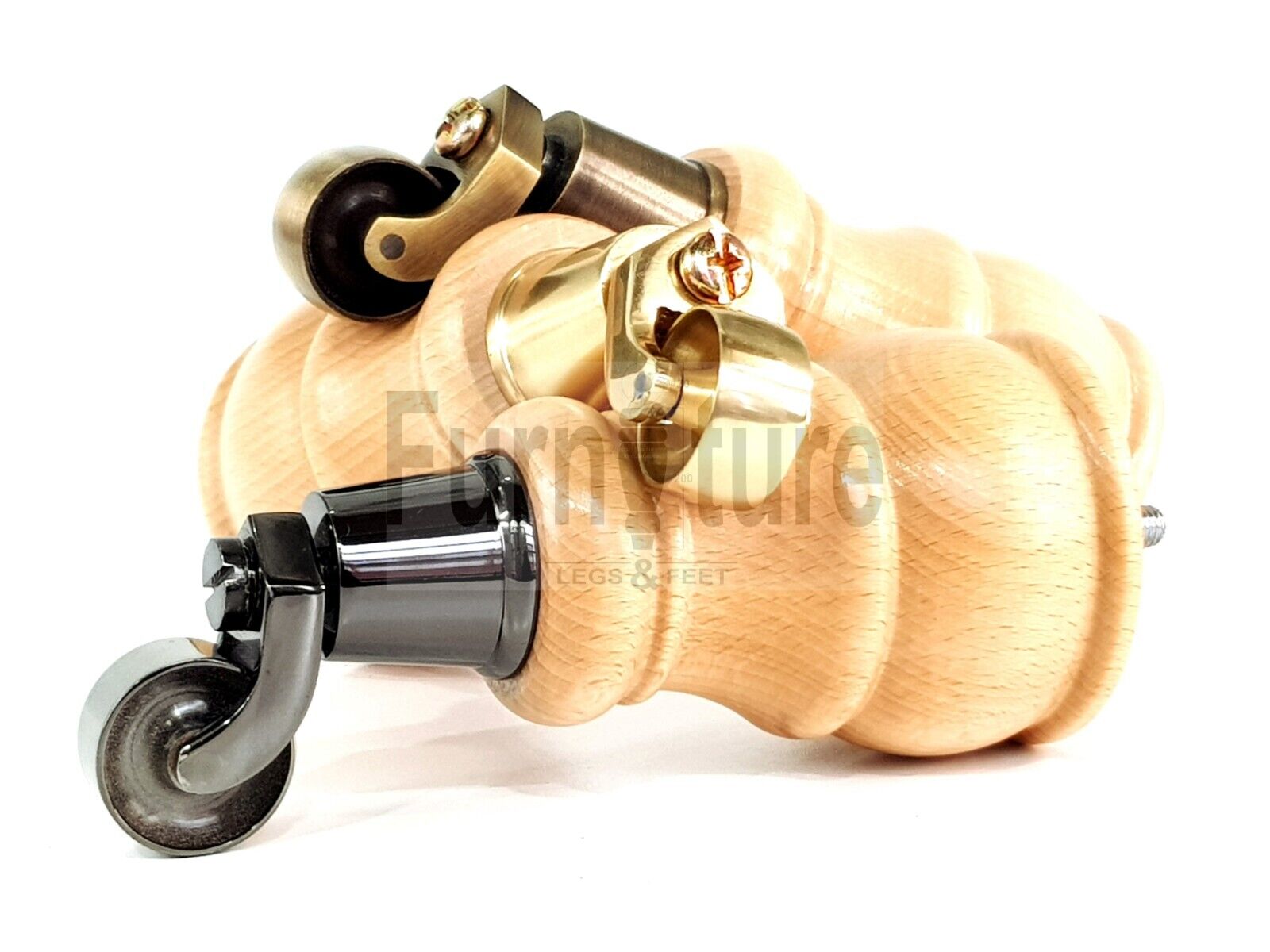 4 Turned Wood Feet Natural Castor Legs Chair Furniture Stools Sofa Chairs M8 160mm 6 Inch High