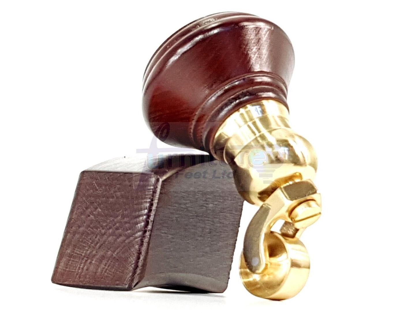 2 Antique Mahogany Wood Furniture Sofa Feet With Castor 125mm & 2 Curved Legs Chair Settee 100mm High M8