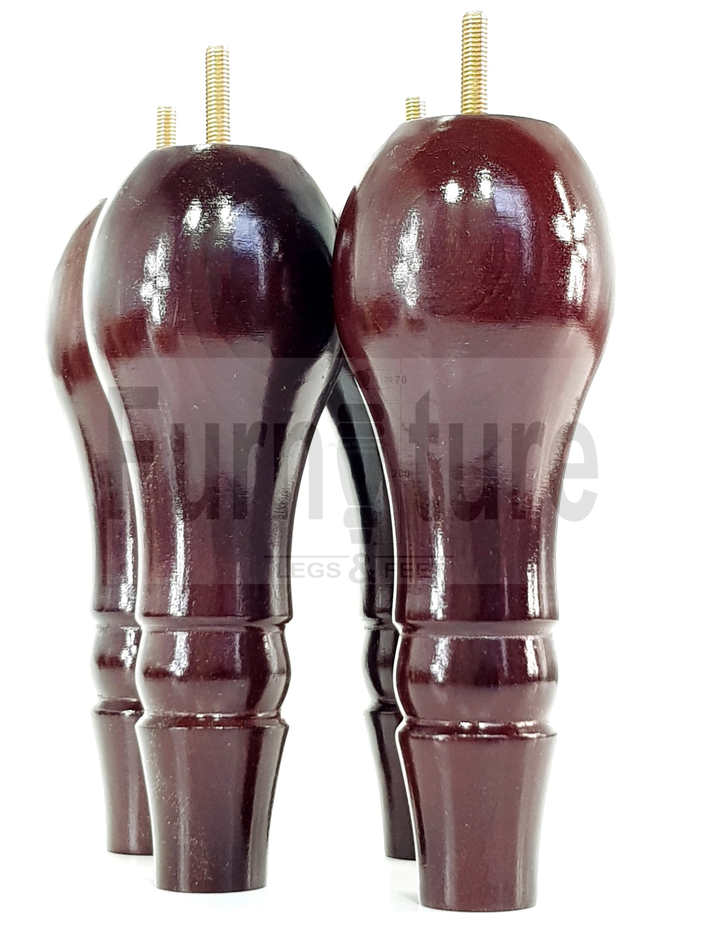 4x Solid Wood Turned Replacement M10 Thread Furniture Legs Sofa Chair Settee Feet 200mm