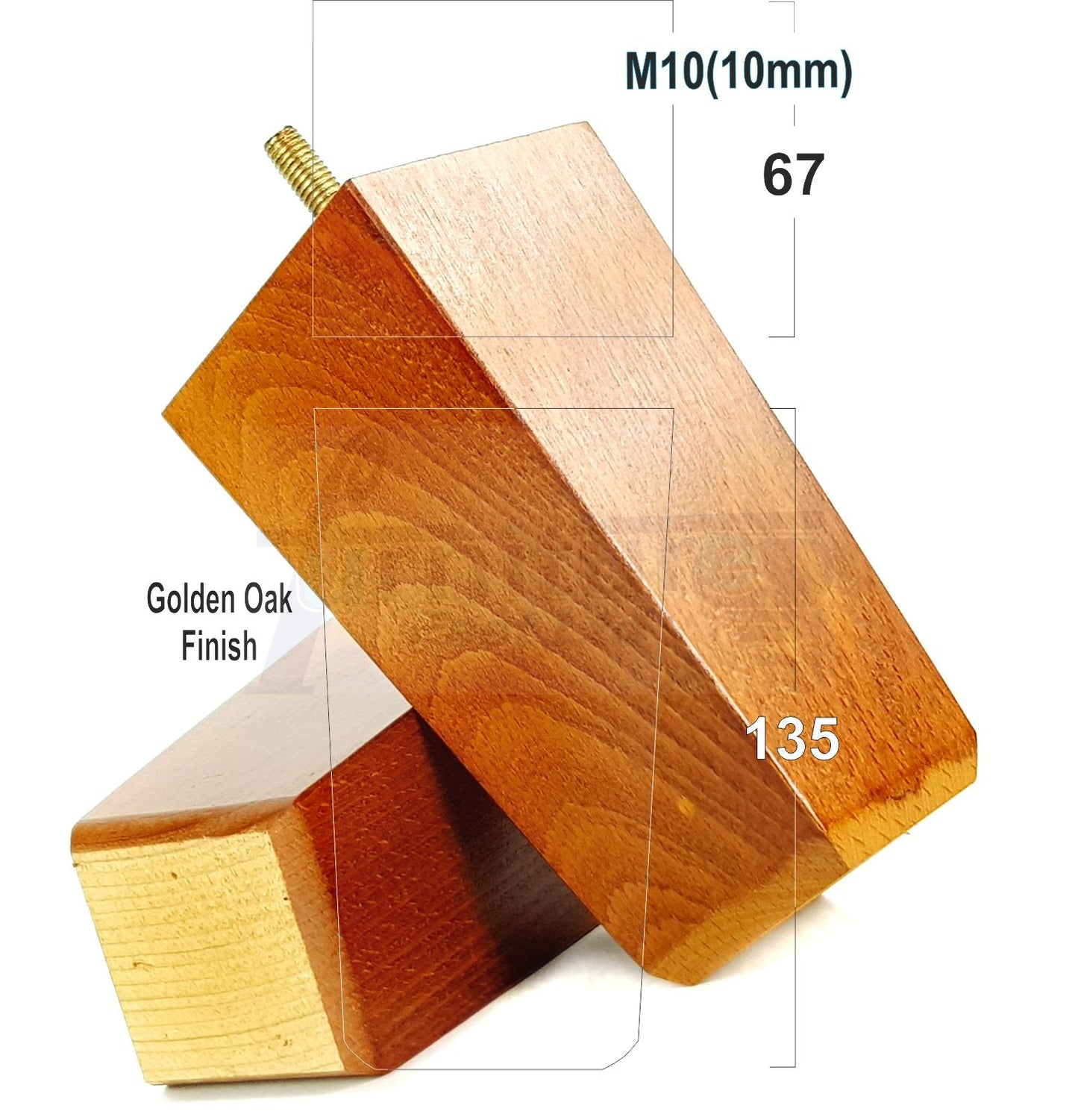 4x Block Wood Sofa Legs 135mm High Replacement Furniture Feet Chairs Cabinets M10 Thread	