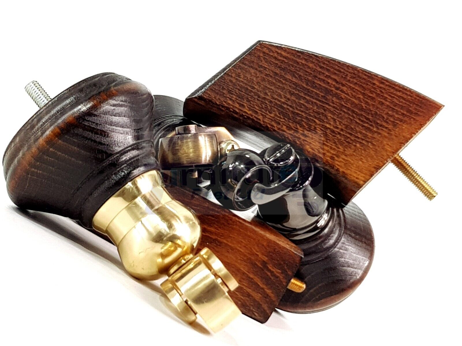 2 Dark Walnut Washed Wood Furniture Sofa Feet With Castor 125mm & 2 Curved Legs Chair Settee 100mm High M8