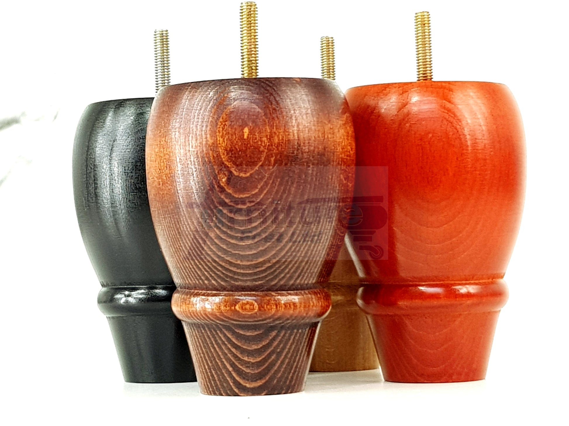 4x Wooden Turned Replacement Furniture Legs 125mm High Settee and Cabinet Feet 10mm Thread