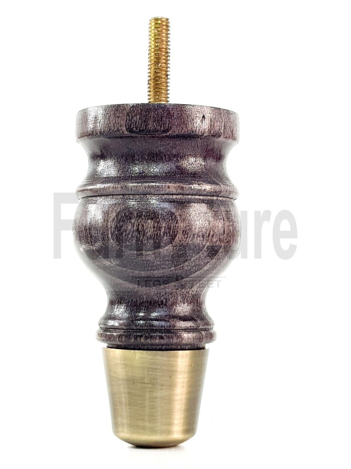 4x Turned Wood Furniture Feet Antique Brass Slipper Cup M8 Chair Sofa Settee Legs 110mm
