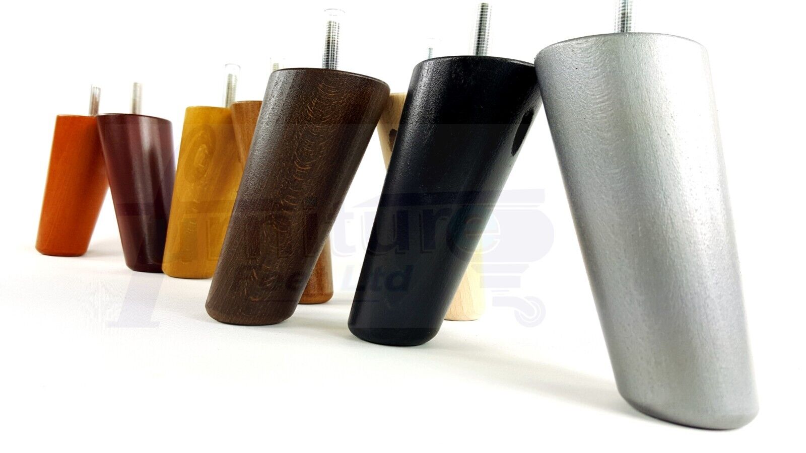 4 Solid Wood Turned Furniture Feet Replacement Mid Centry Angled Retro Legs 120mm High M8 Sofa Chairs Stools Cabinets Beds