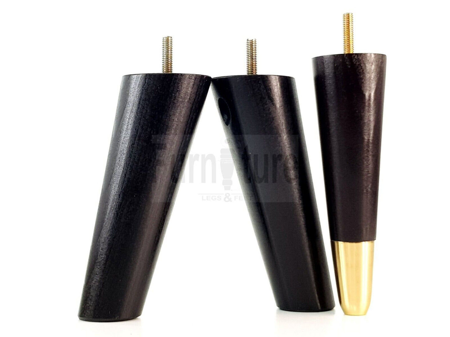 4x Wood Furniture Feet 2 With Brass Slipper Cup M8 Chair Sofa Settee Legs 170mm