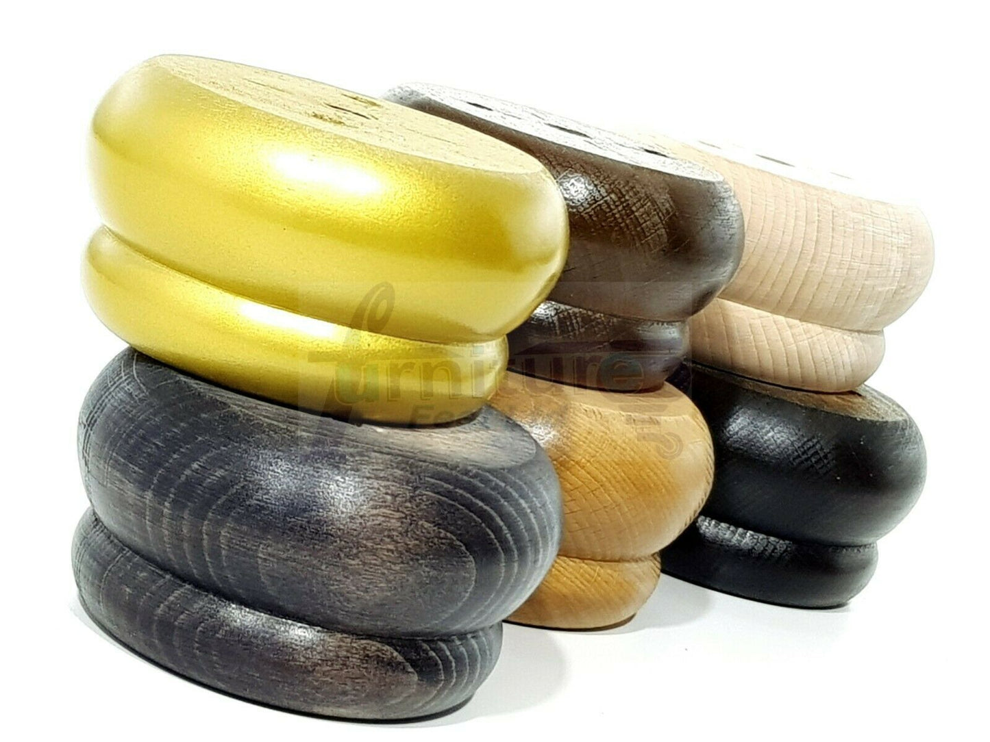 4 Turned Wood Furniture Legs Chair Sofa Stool Bed Replacement Bun Feet 50mm High