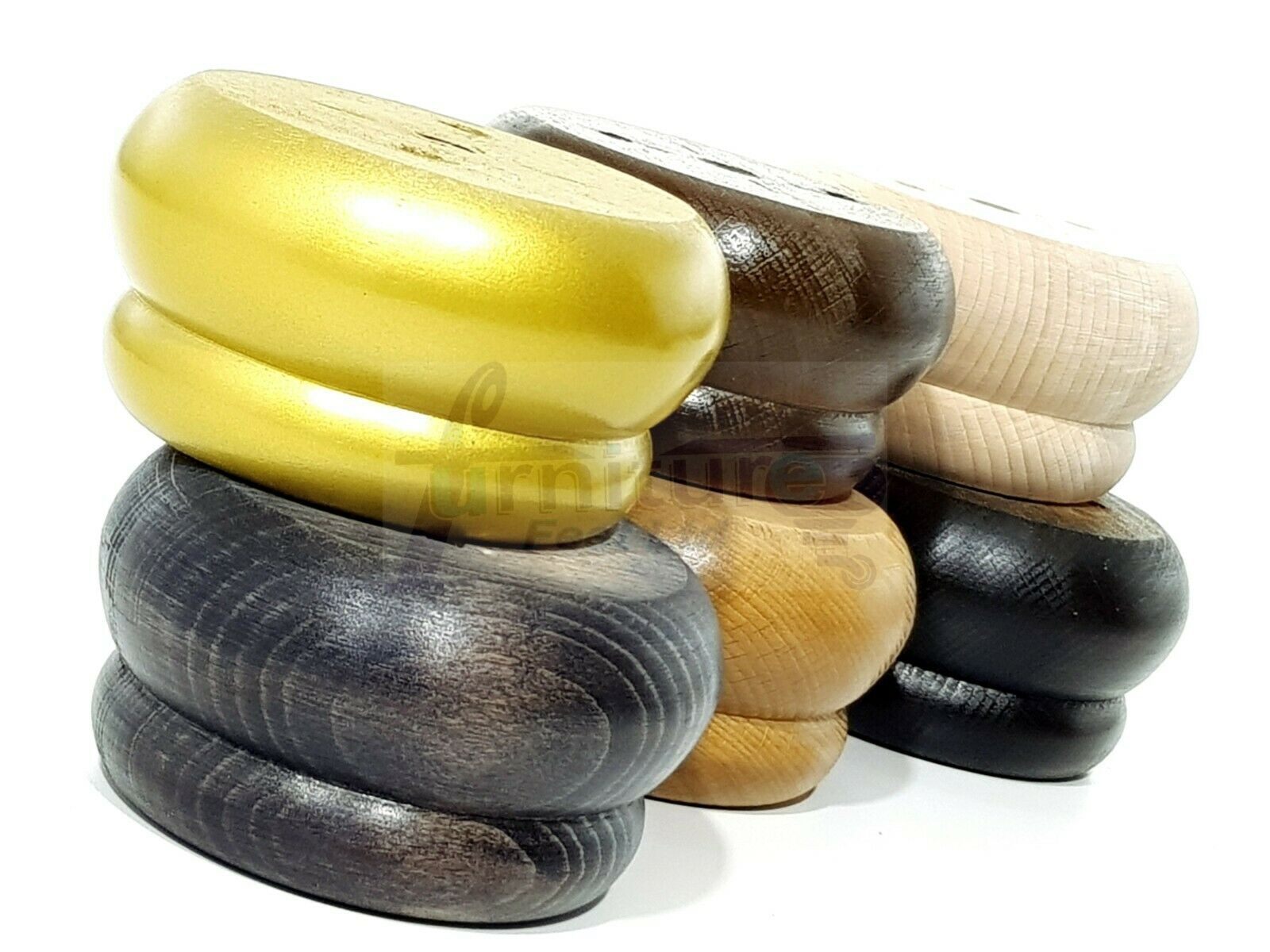 4 Turned Wood Furniture Legs Chair Sofa Stool Bed Replacement Bun Feet 50mm High