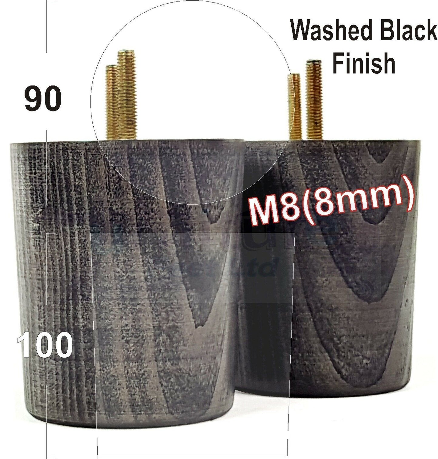 4x Turned Wood Furniture Legs Chair Sofa Bed M8 Replacement Settee Feet 100mm