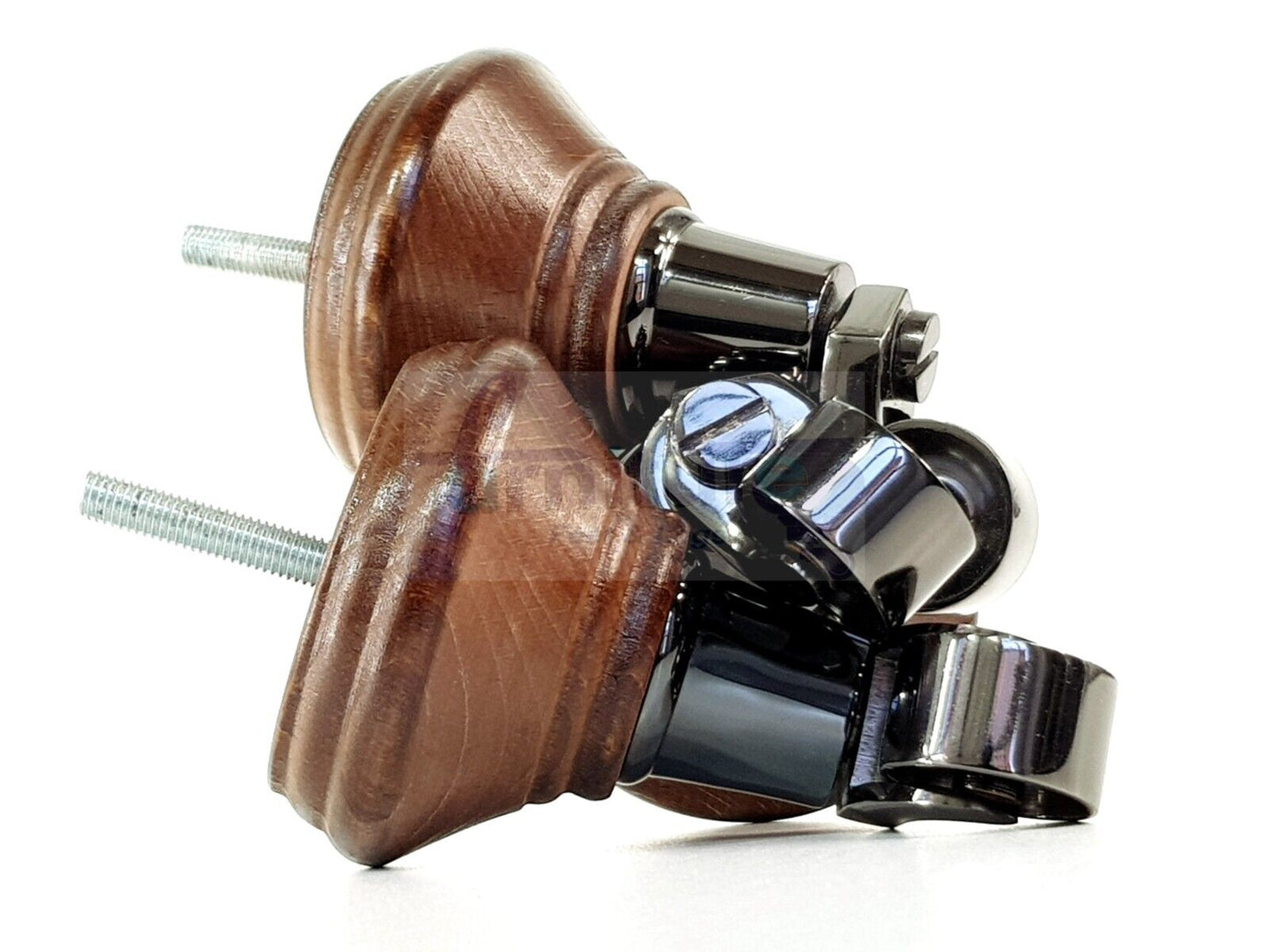 4x Antique Mahogany Stain Wooden Furniture Sofa Legs M8 With Castors Replacment Chair Settee Feet 115mm - 125mm High