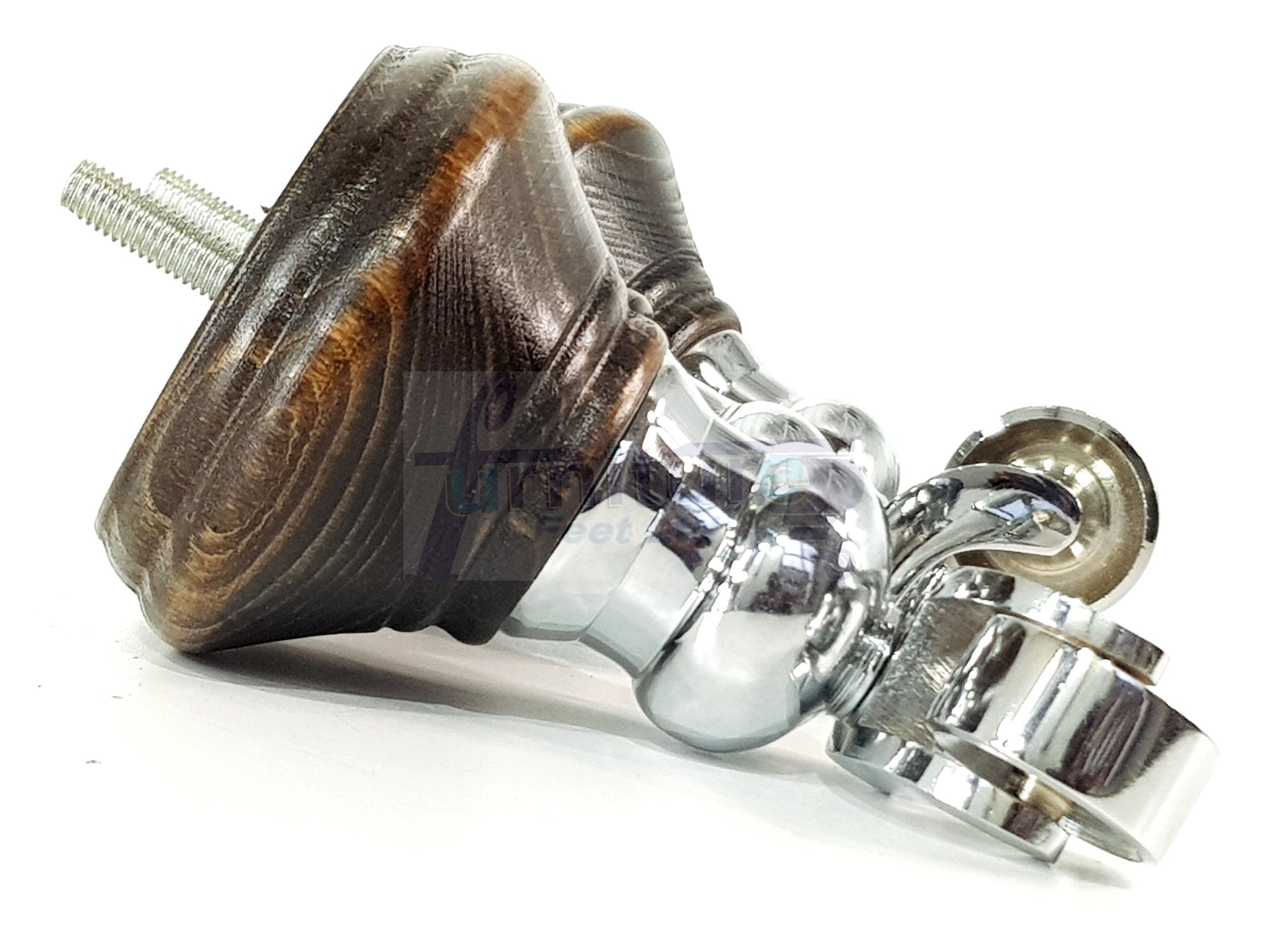 4x Burnt Oak Washed Wooden Furniture Sofa Legs M8 With Castors Replacment Chair Settee Feet 115mm - 125mm High