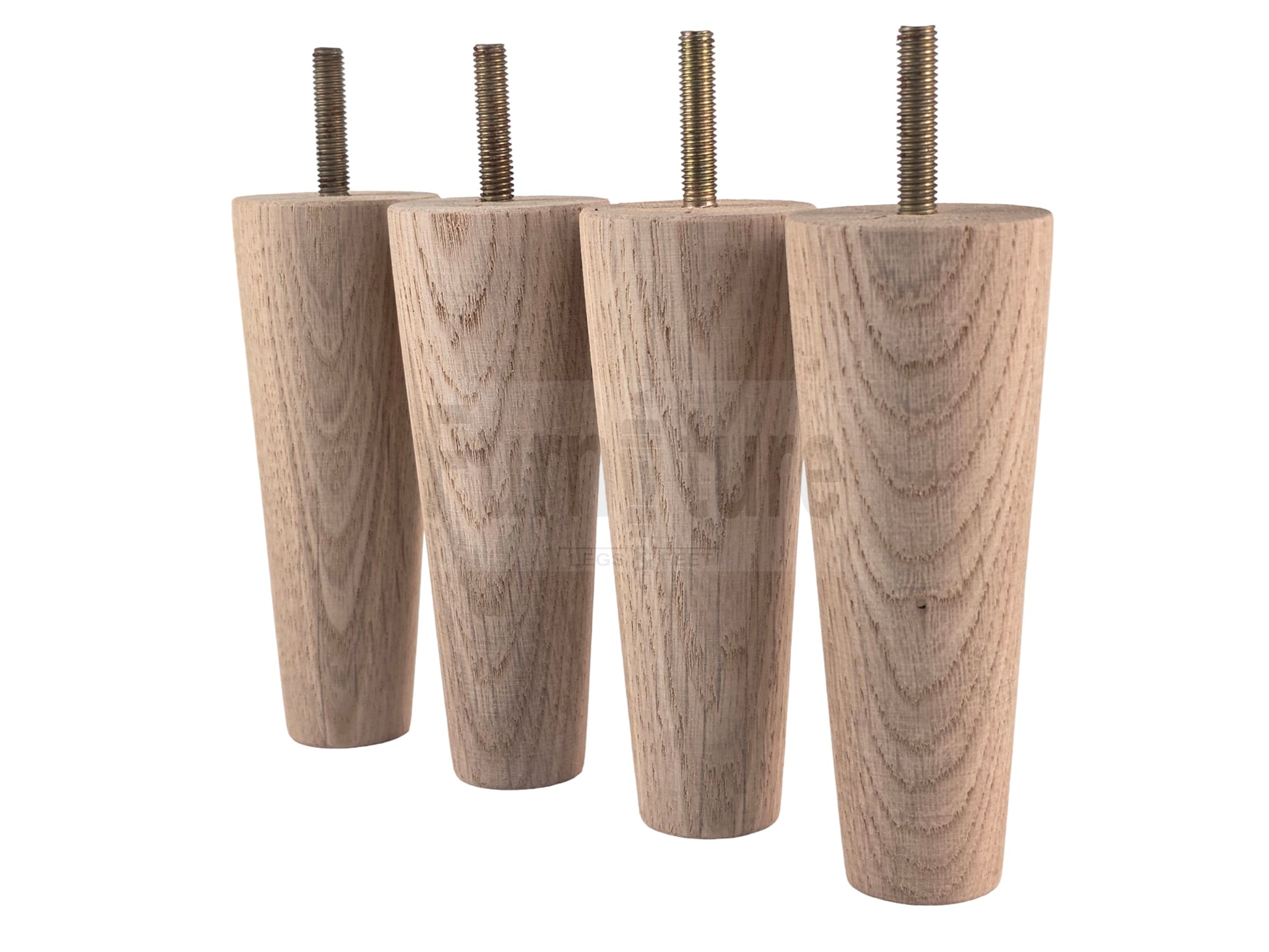 4 Turned Solid Oak Furniture Leg 130mm High M8 Mid Centry Retro Replacement Feet