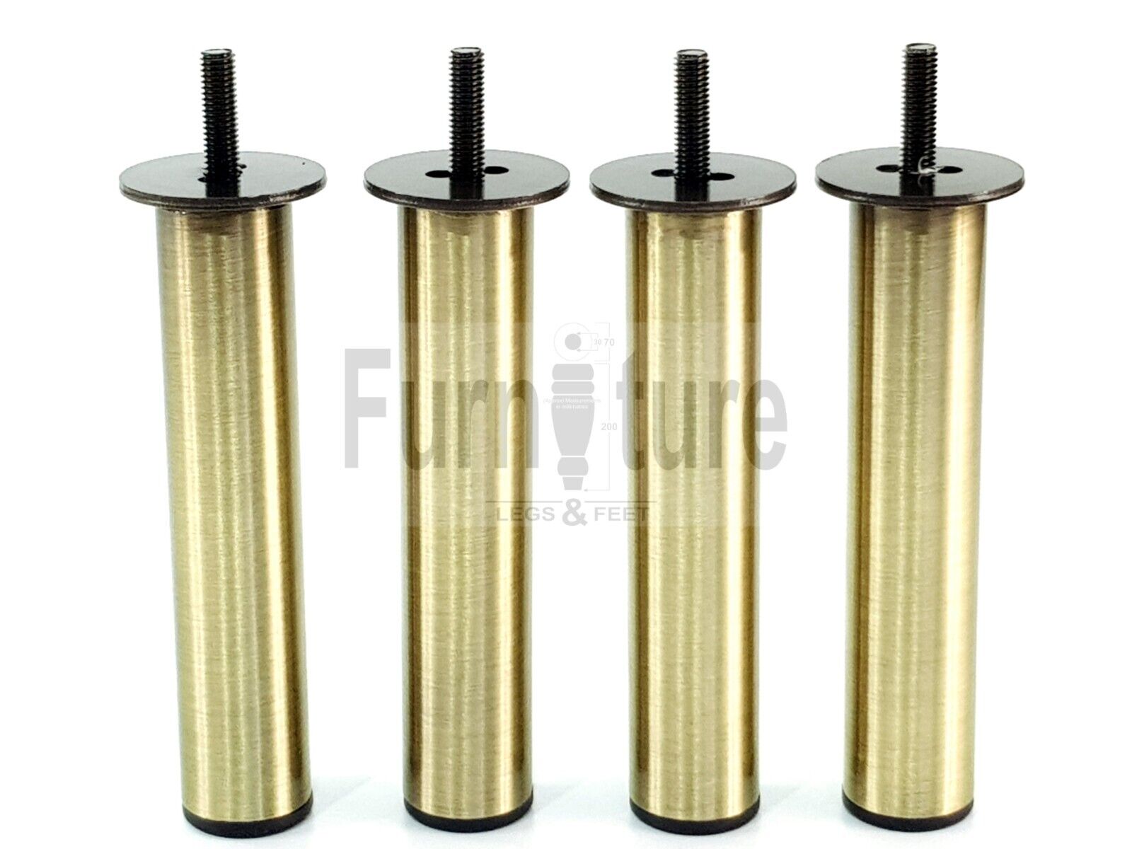 4 Metal Furniture Sofa Legs 150mm High Chair Feet Settee Cabinets Brush Brass M8
