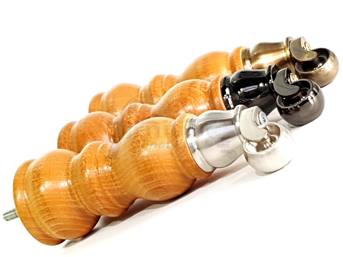 Solid Wood Furniture Feet With Castors Set of 4 Legs 205mm High For Sofas Chairs Stools Cabinets & Beds M8