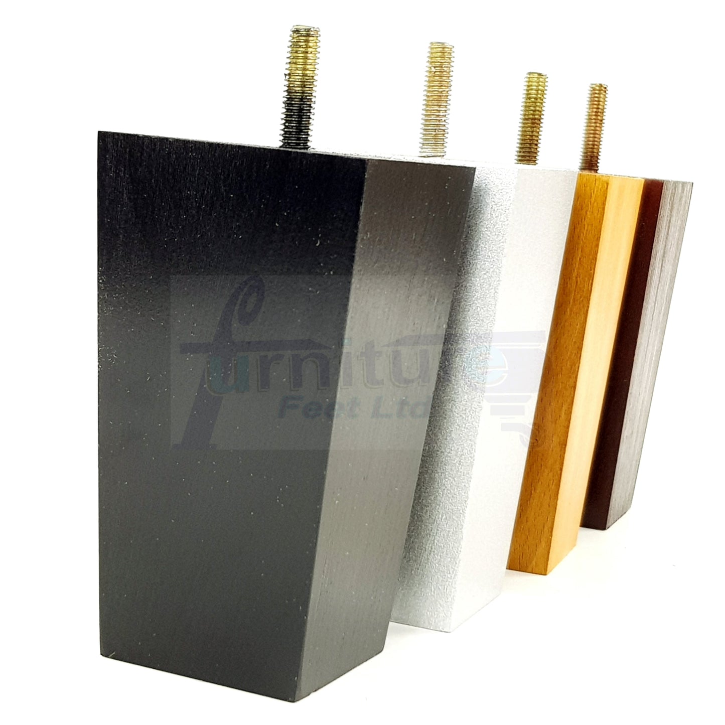 Solid Wood Furniture Feet Square Replacement Block Tapered Legs 120mm High M8 Set of 4 Sofa Chairs Stools Cabinets Beds