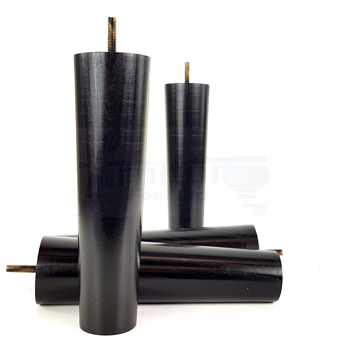 4 Furniture Legs Replacement Feet 230mm Chairs Settee & Cabinets M8 Thread Black