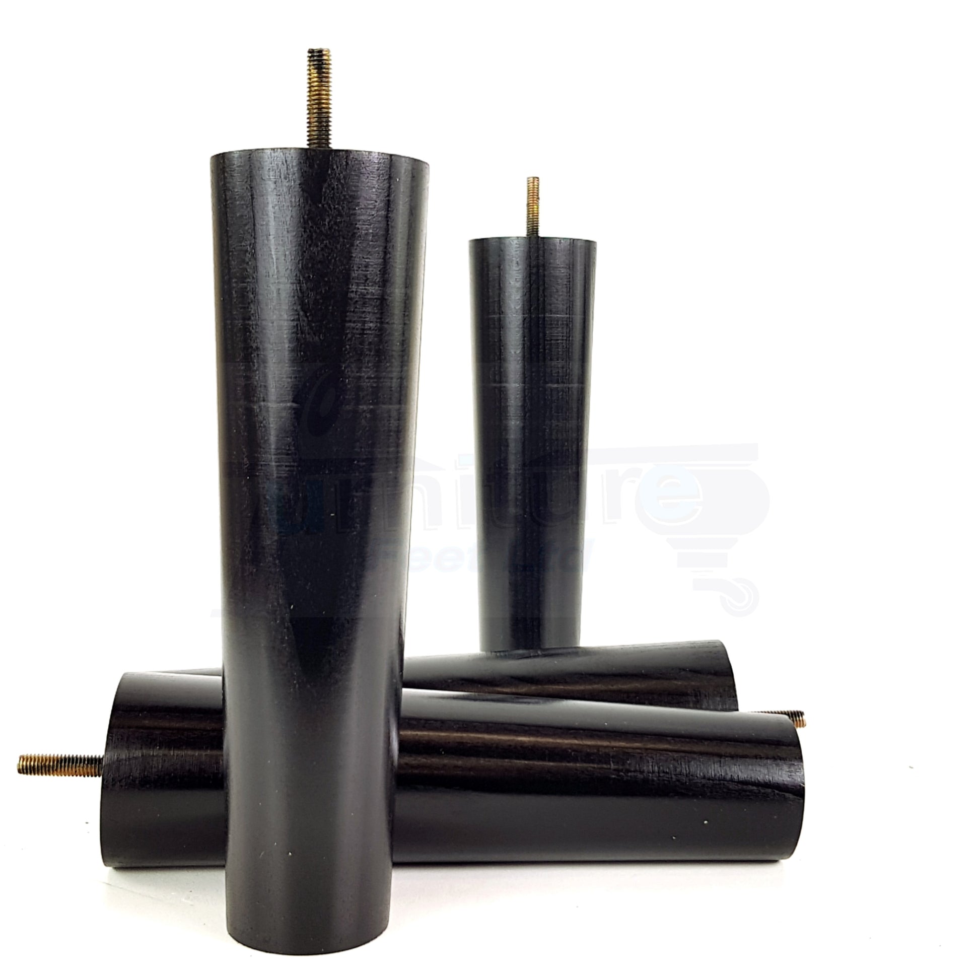 4 Furniture Legs Replacement Feet 230mm Chairs Settee & Cabinets M8 Thread Black