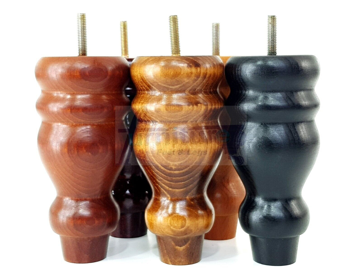 Set Of 4 Turned Wood Furniture Replacement Feet 155mm High 8mm Tread