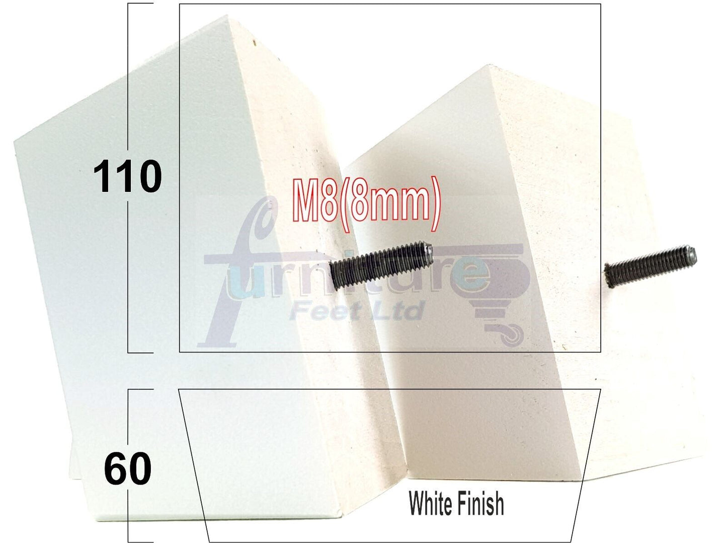 4x Square Wood Sofa Legs 60mm High Replacement Furniture Feet Chairs Cabinets M8