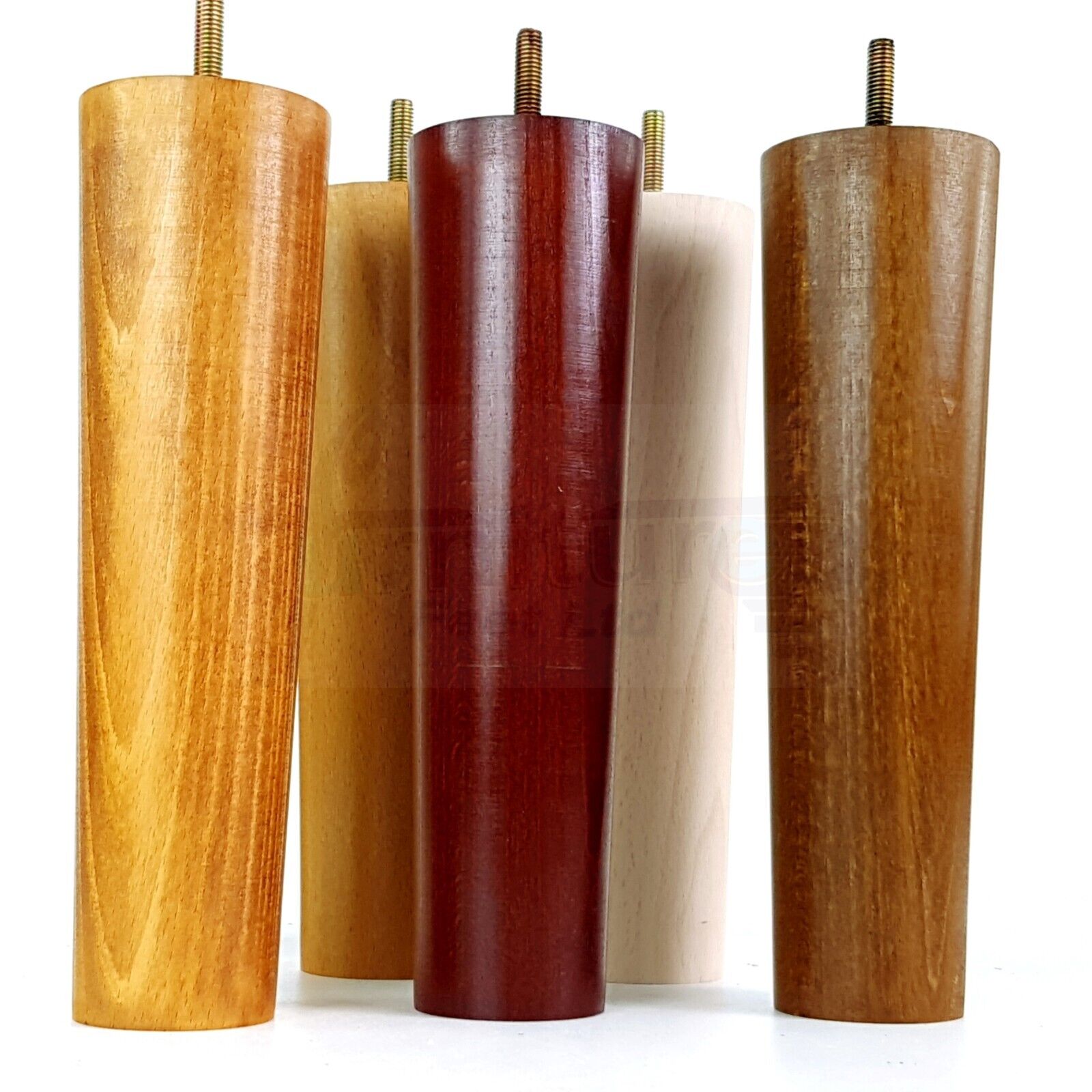 4 Solid Wood Turned Furniture Legs Replacement Bun Feet 230mm High Chairs Stools Sofa Bed Legs Settee & Cabinets M8 Multiple Colours