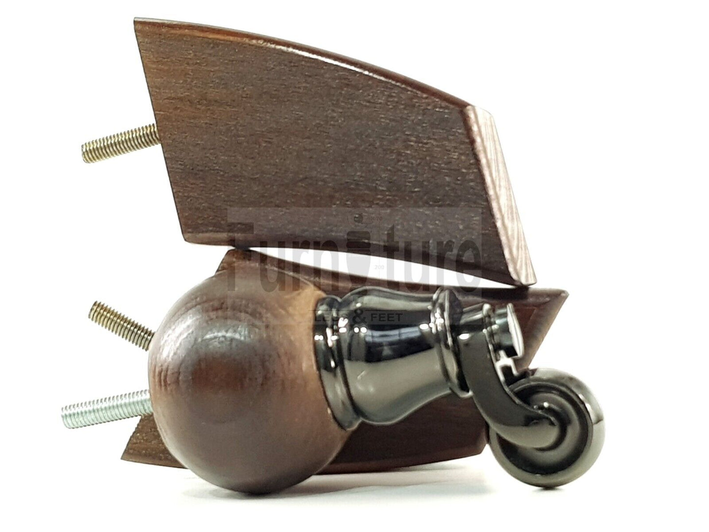 4x Solid Wood Furniture Chair Settee Leg M8 Sofa Feet 2x With Castors 118mm High