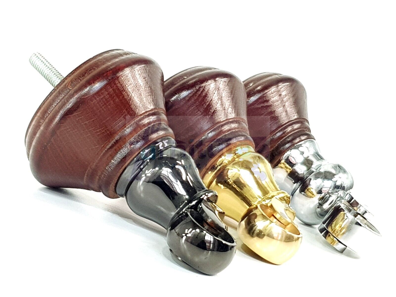 4x Antique Mahogany Wooden Furniture Sofa Legs M8 With Castors Replacment Chair Settee Feet 115mm - 125mm High