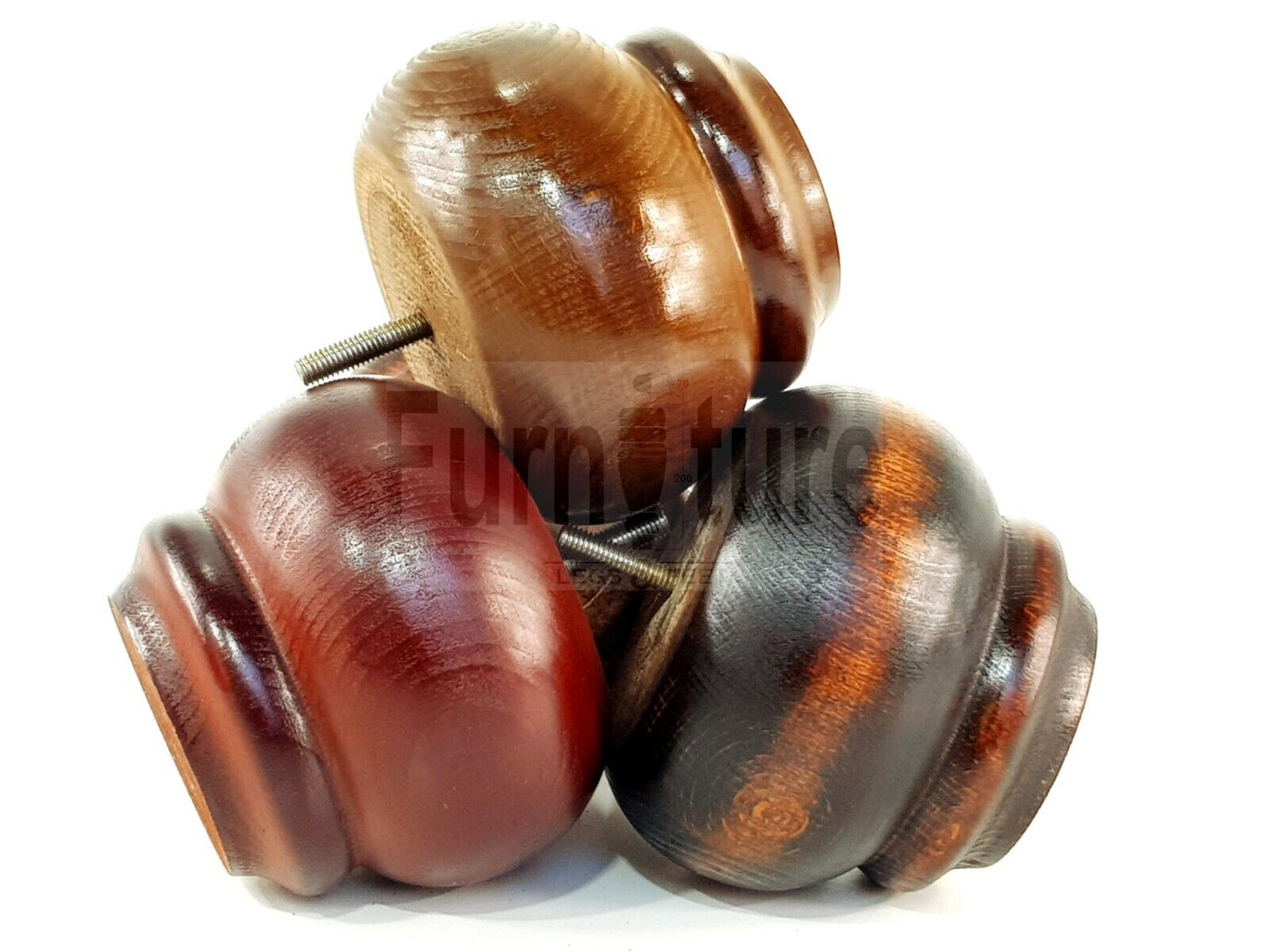 Set Of 4 Turned Wooden Furniture Legs Replacement Feet 90mm High 8mm Thread