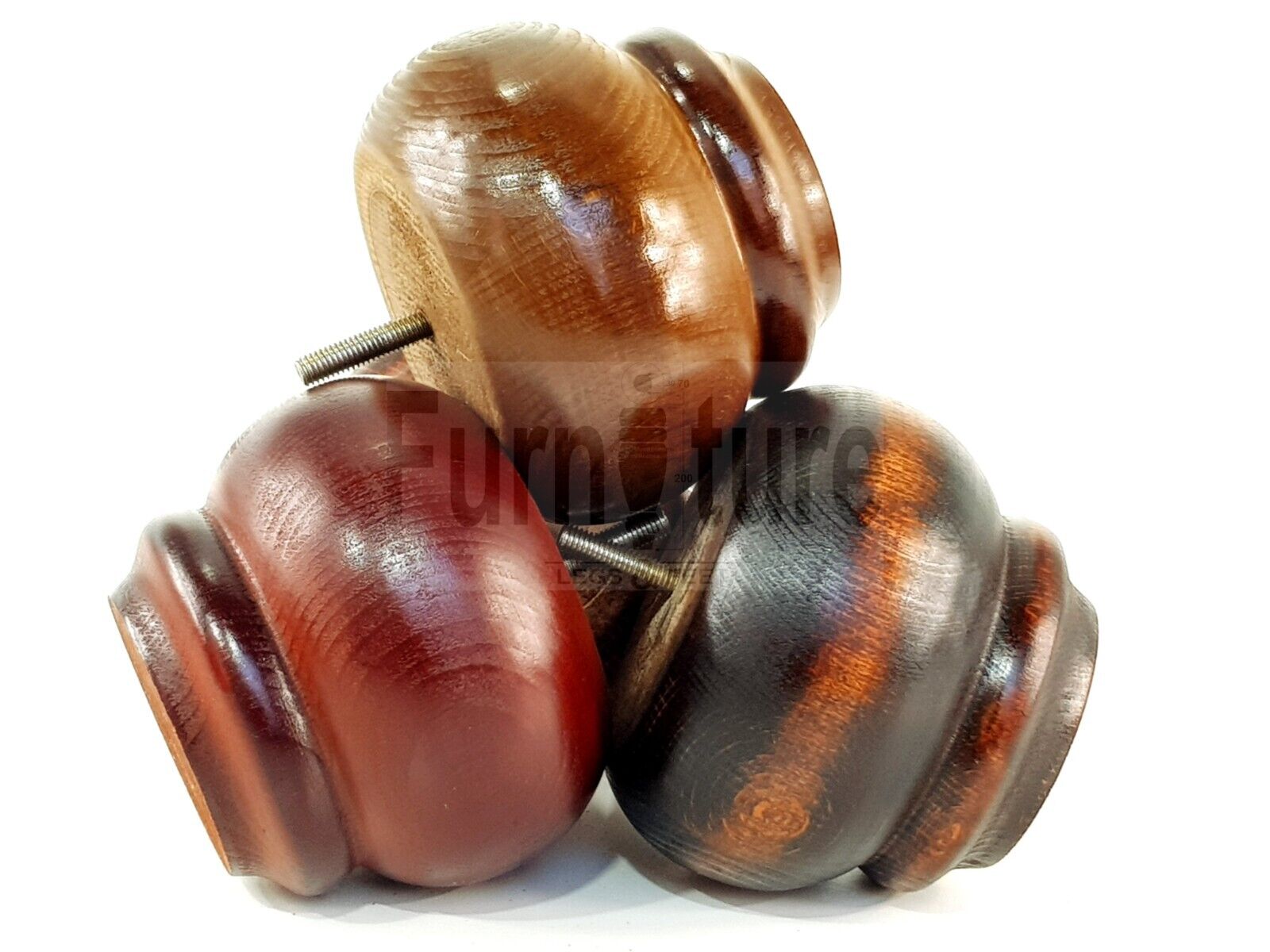 Set Of 4 Turned Wooden Furniture Legs Replacement Feet 90mm High 8mm Thread