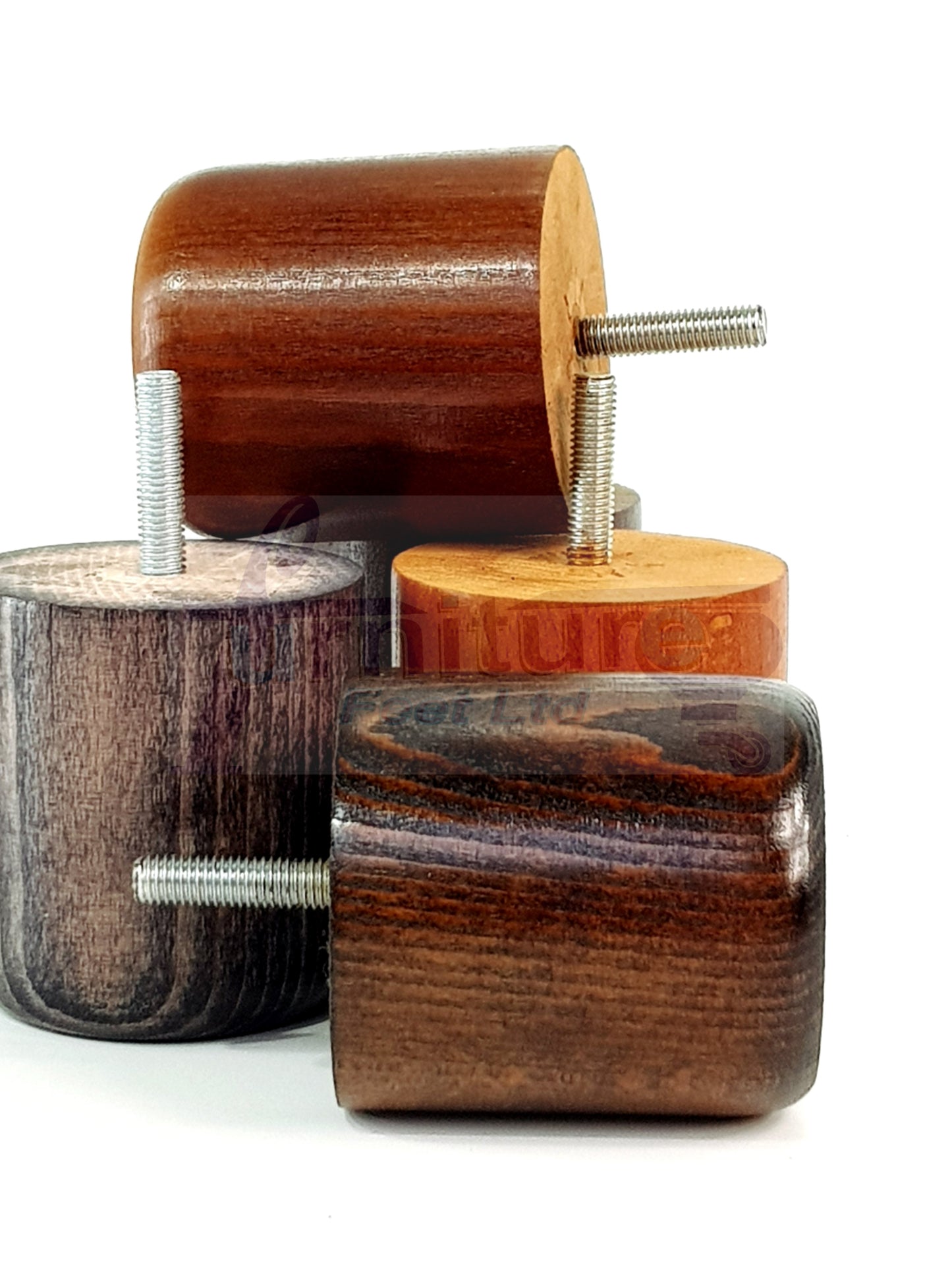 4x Solid Wood Turned Furniture Legs Replacement Bun Feet 70mm High 10mm Thread