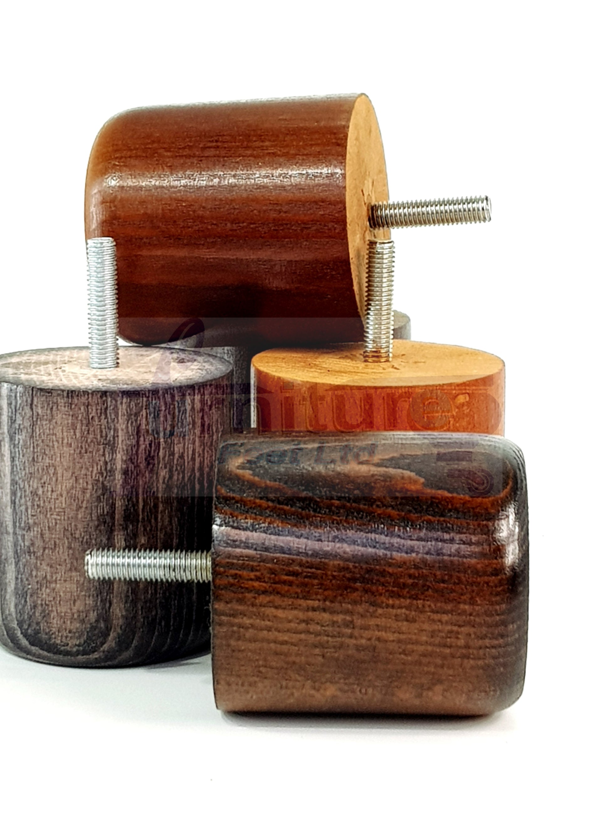 4x Solid Wood Turned Furniture Legs Replacement Bun Feet 70mm High 10mm Thread