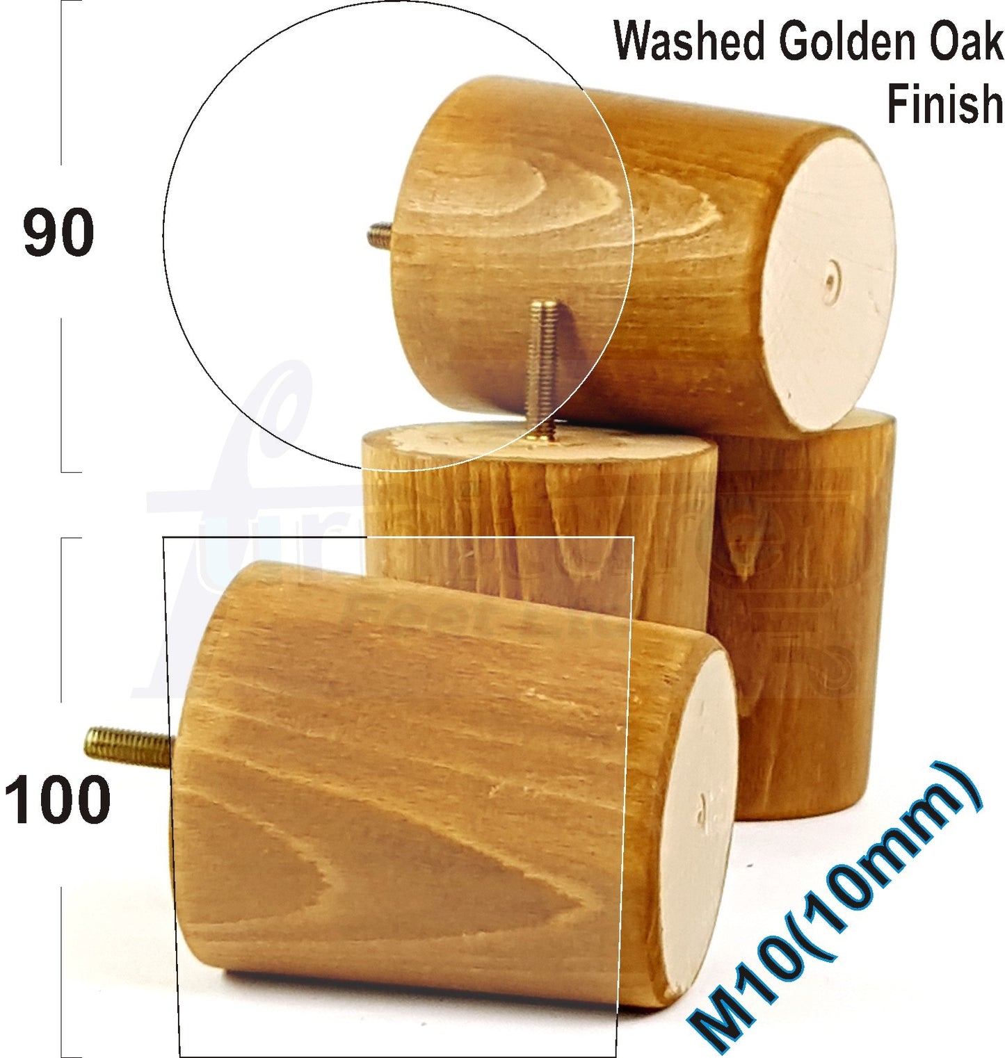 4x Turned Wood Furniture Legs Chair Sofa Bed M10 Replacement Settee Feet 100mm